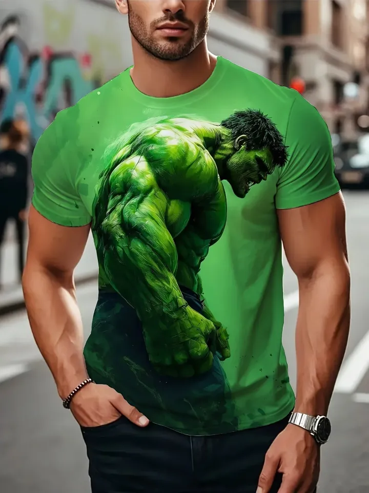Men Marvel Hulk Graphic T-Shirt Superhero Anime Tee Marvel T Shirt