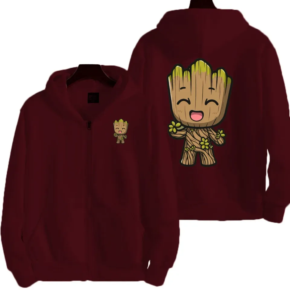 Marvel Groot Spring and Autumn New Men's Zipper Hoodie