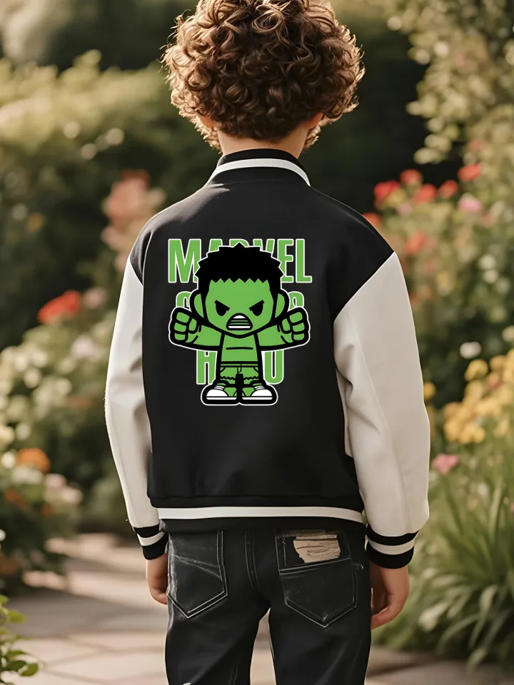 Marvel Boys' Baseball Jacket - Cute Hulk double-sided pattern, soft fabric