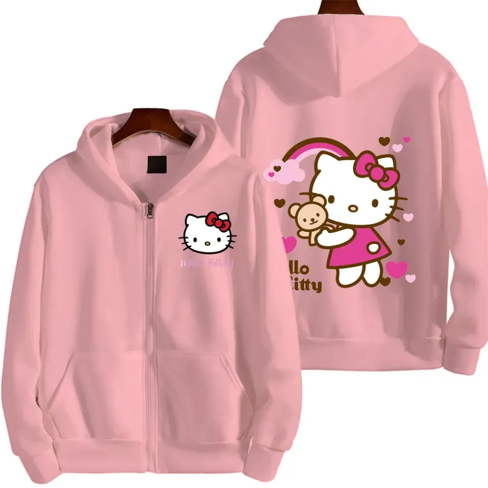 Hello Kitty Double Sided Zipper Hoodie | Unisex Zip Up Jacket