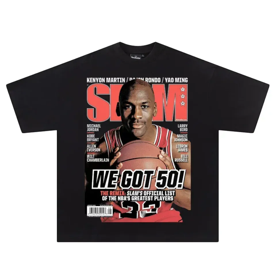 Michael Jordan We Got 50 Basketball T-Shirt Oversized Soft  Crew Neck Harajuku Streetwear Athlete Collector Retro Top