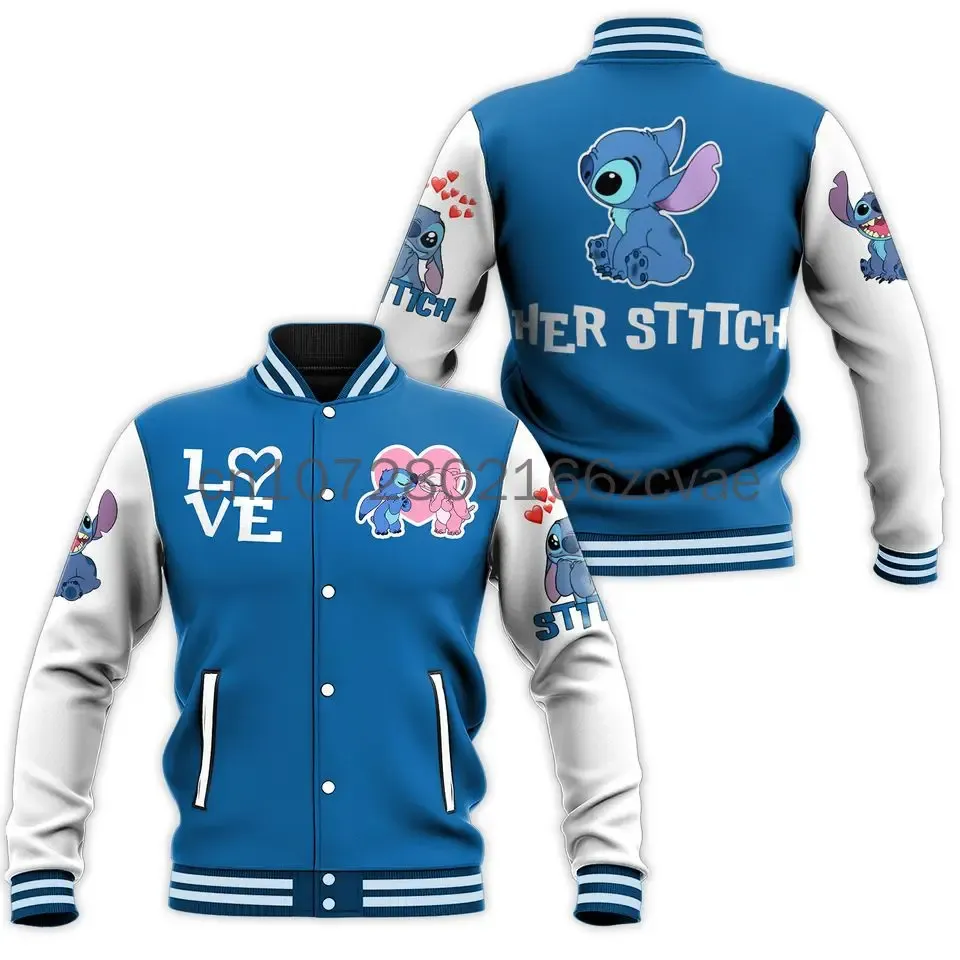 Stitch and Angel Couple Love Baseball Jacket Disney