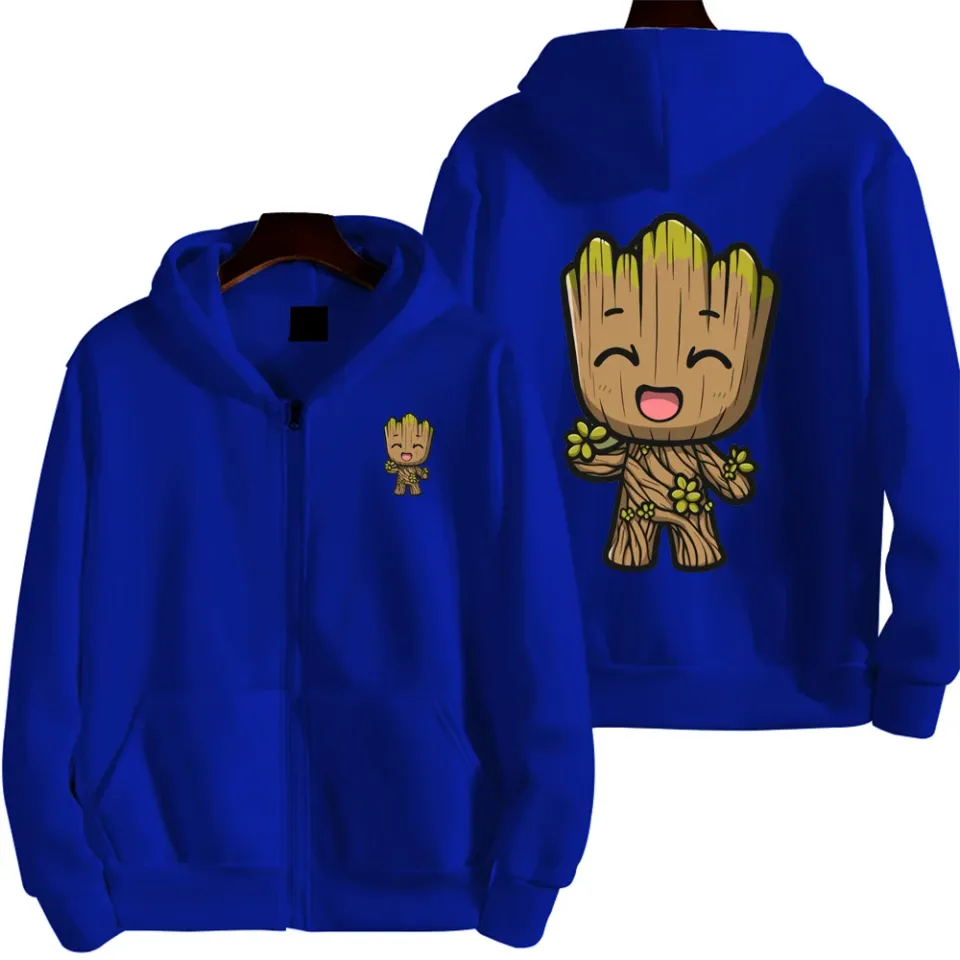 Marvel Groot Spring and Autumn New Men's Zipper Hoodie