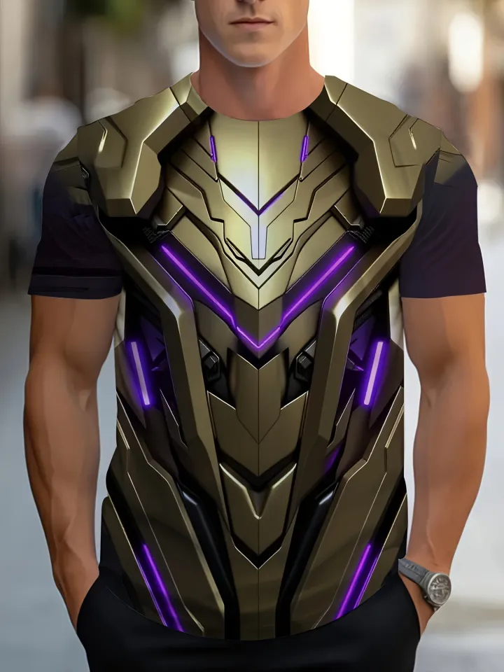 Marvel Bold Statement Tee Men 3D Armor Print T-Shirt Superhero Iron Man T shirt
