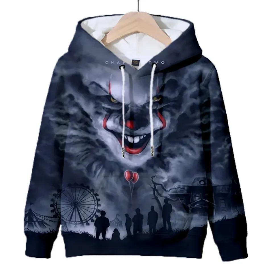 Welcome to Derry 3D Digital Print Custom Hooded Top Provided Image Can DIY Long-sleeved Polyester Adult Hat Fabric Hoodies Y2k