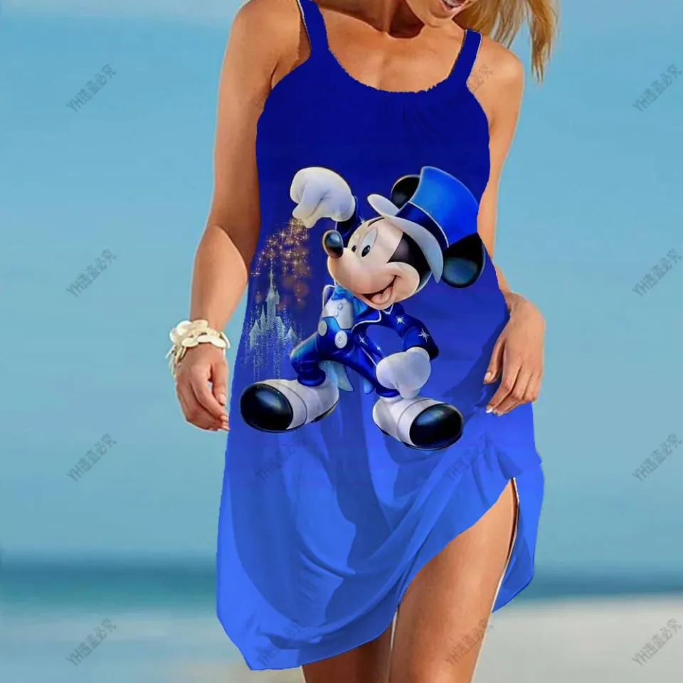 Disney Minnie Mickey Summer Sleeveless Beach Dress