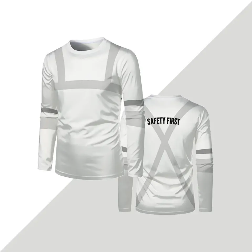High-quality Safety Workwear Outdoor Worker Safety-first Printed Long-sleeved T-shirt Autumn Men's Loose Round Neck Work Shirt