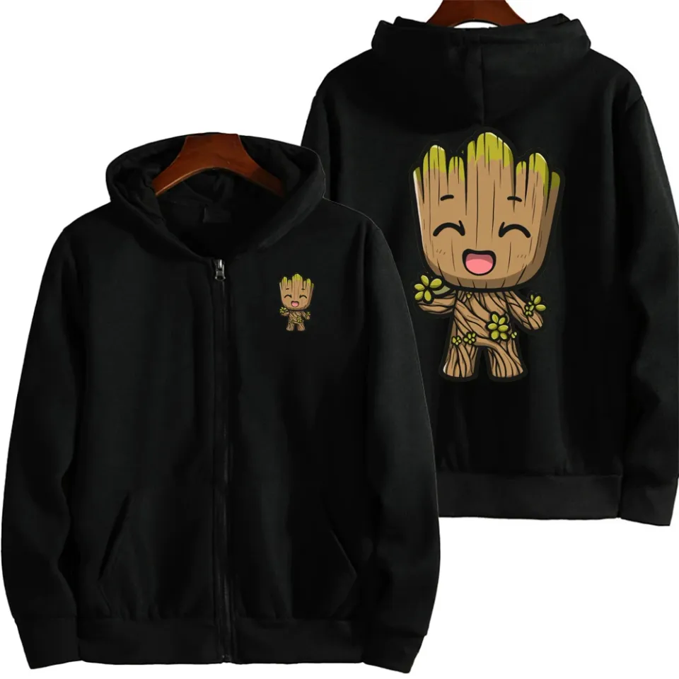 Marvel Groot Spring and Autumn New Men's Zipper Hoodie