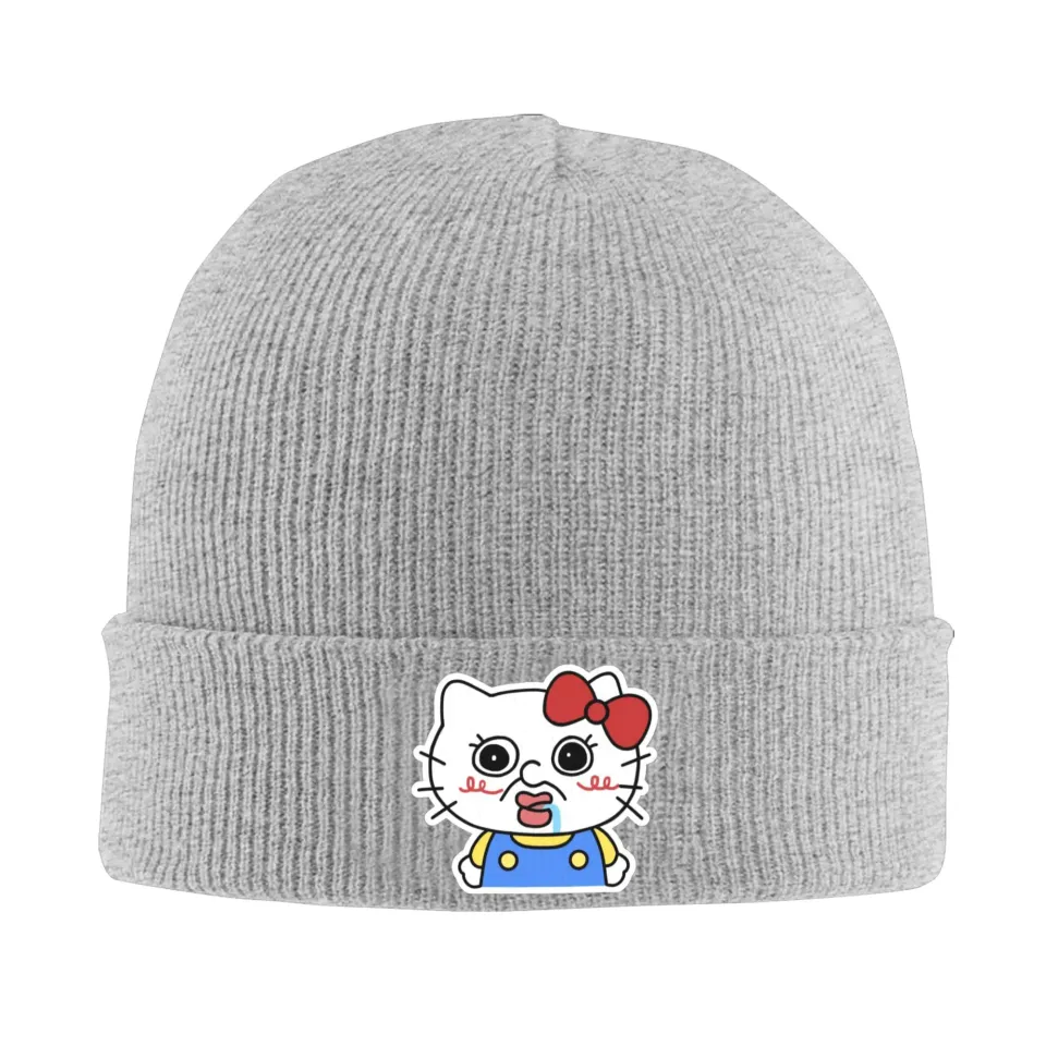 Hello Kitty Meme Print Knitting Beanie Hat for Men and Women