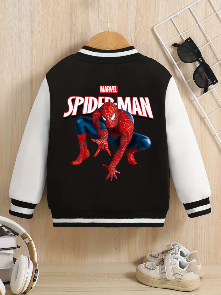Marvel Boys' Baseball Jacket - Reversible Spider-Man Graphic, Soft Fabric
