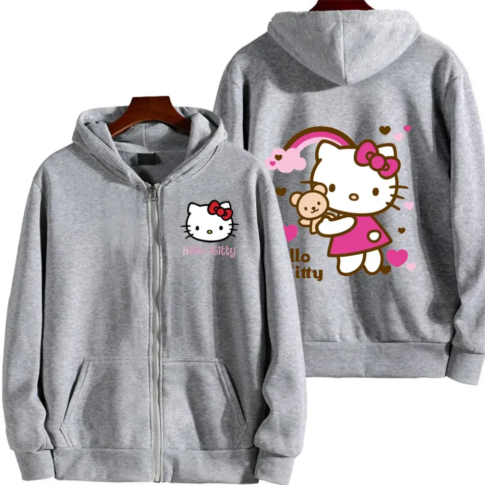 Hello Kitty Double Sided Zipper Hoodie | Unisex Zip Up Jacket