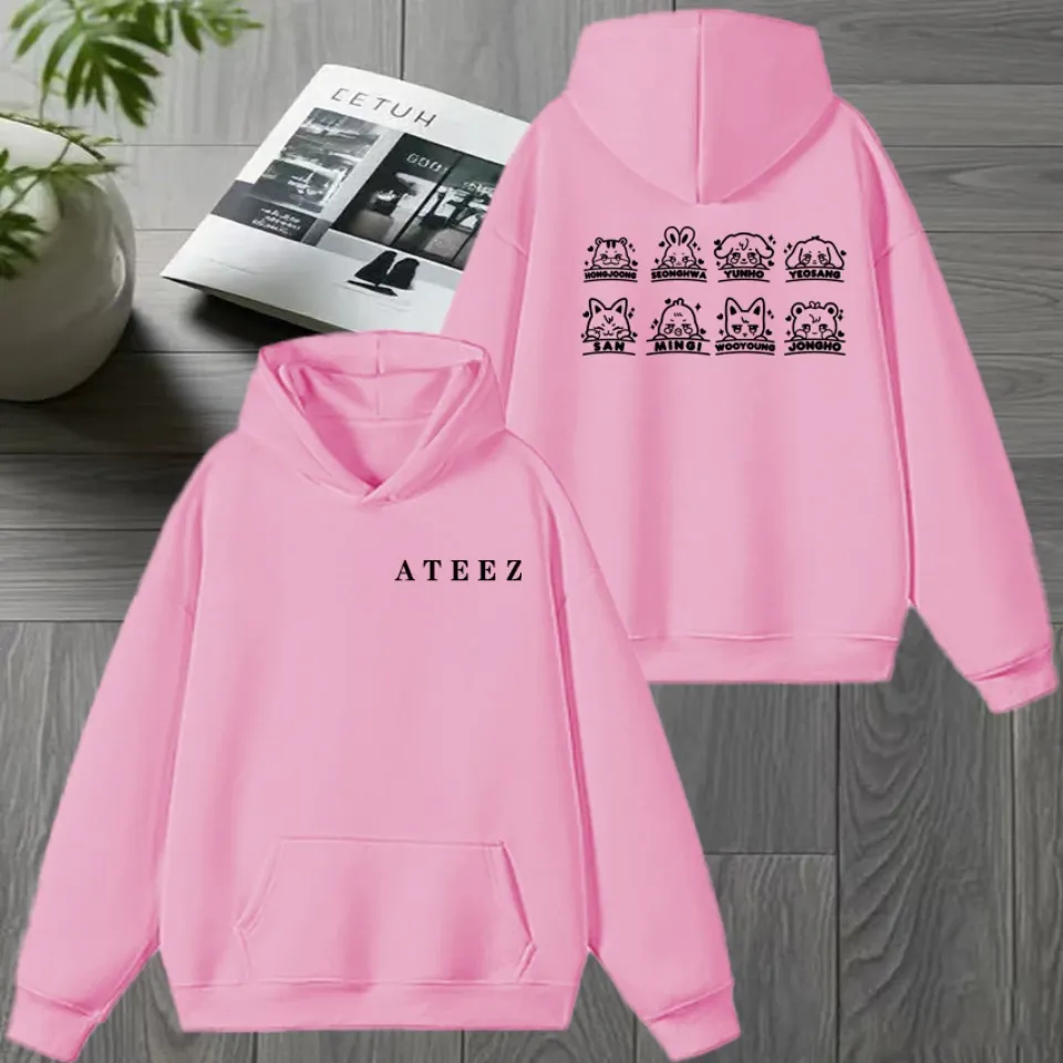 2026 Ateez Double Sided printed Winter Hoodie