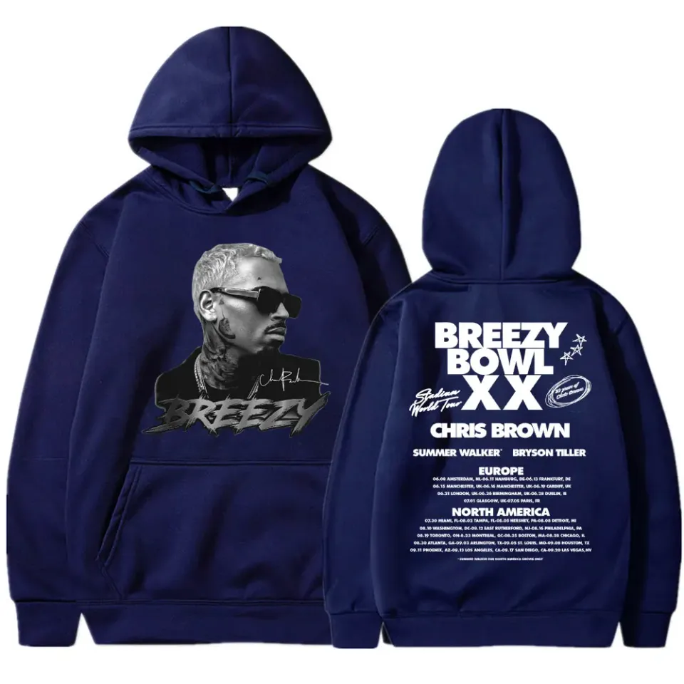 Chris Brown Breezy Bowl XX 2025 Concert Tour Hoodie Hip Hop Retro Men Women Sweatshirt Oversized Fleece Warm Pullover Streetwear