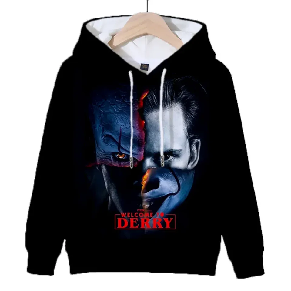 Welcome to Derry 3D Digital Print Custom Hooded Top Provided Image Can DIY Long-sleeved Polyester Adult Hat Fabric Hoodies Y2k