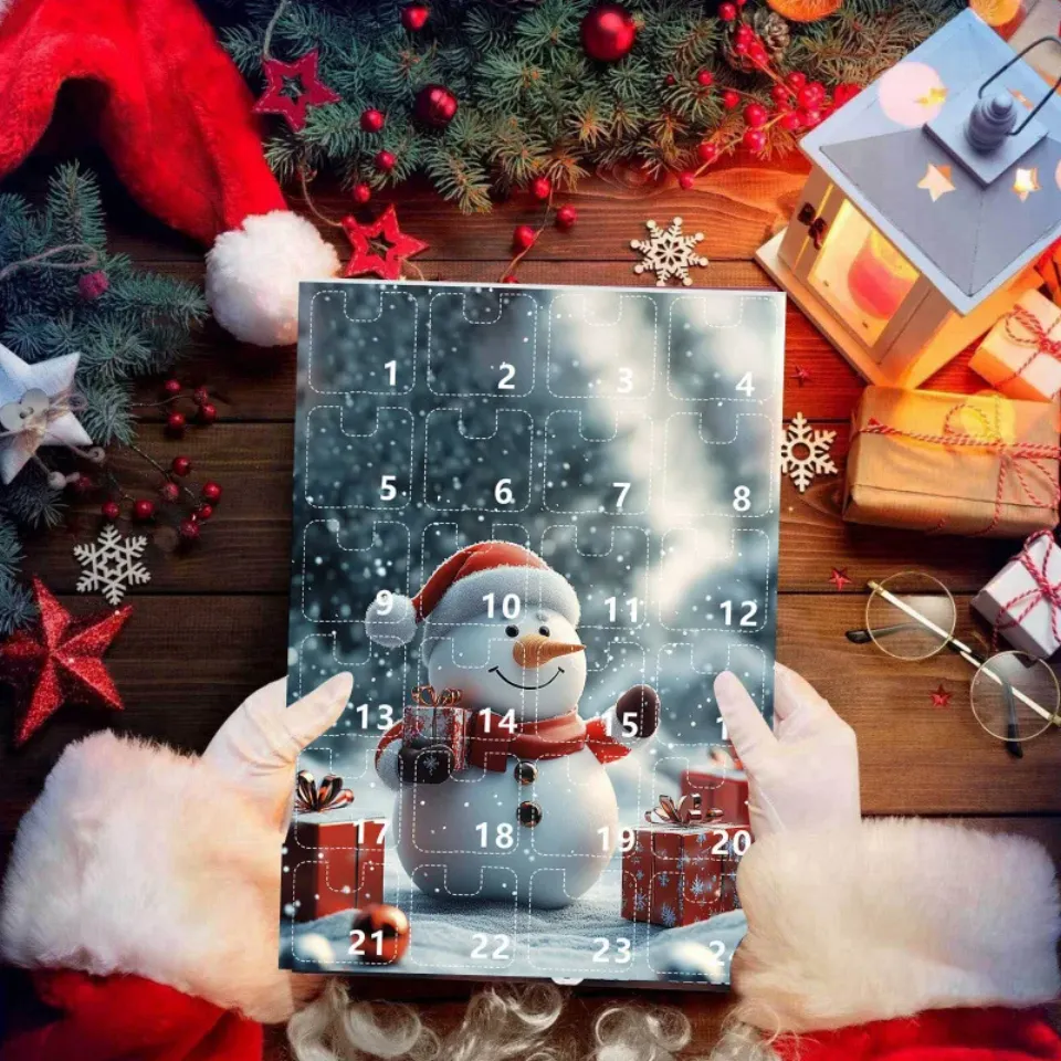 Christmas Countdown Blind Box Cute Snowman Acrylic Pendant Ornament Christmas Advent Calendar Blind Box