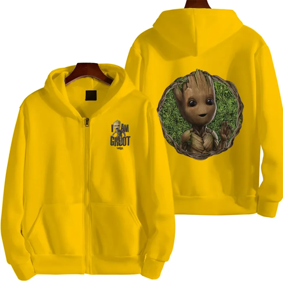 Marvel Groot Spring and Autumn New Men's Zipper Hoodie
