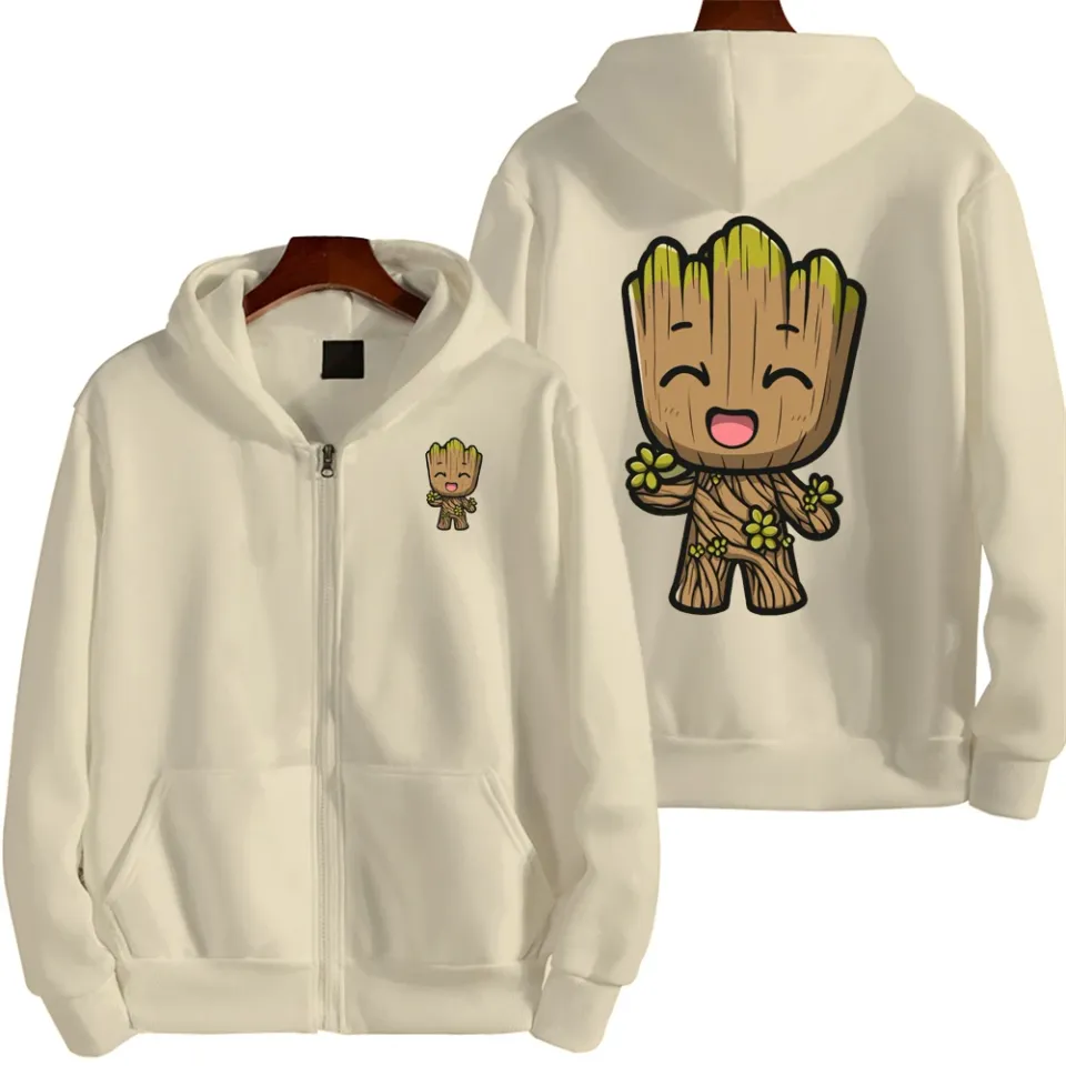 Marvel Groot Spring and Autumn New Men's Zipper Hoodie