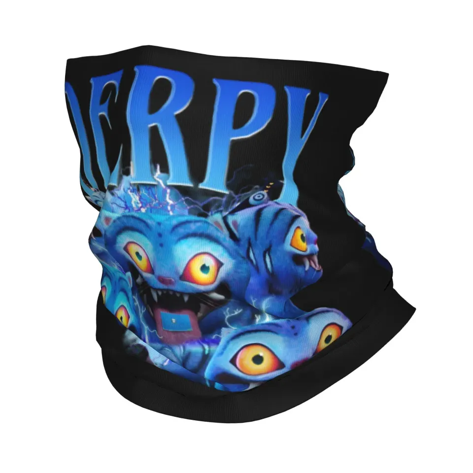 Retro Derpy Blue Tiger Face Mask Scarf