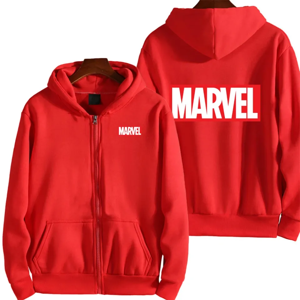 Marvel Logo Spring and Autumn New Men's Zipper Hoodie