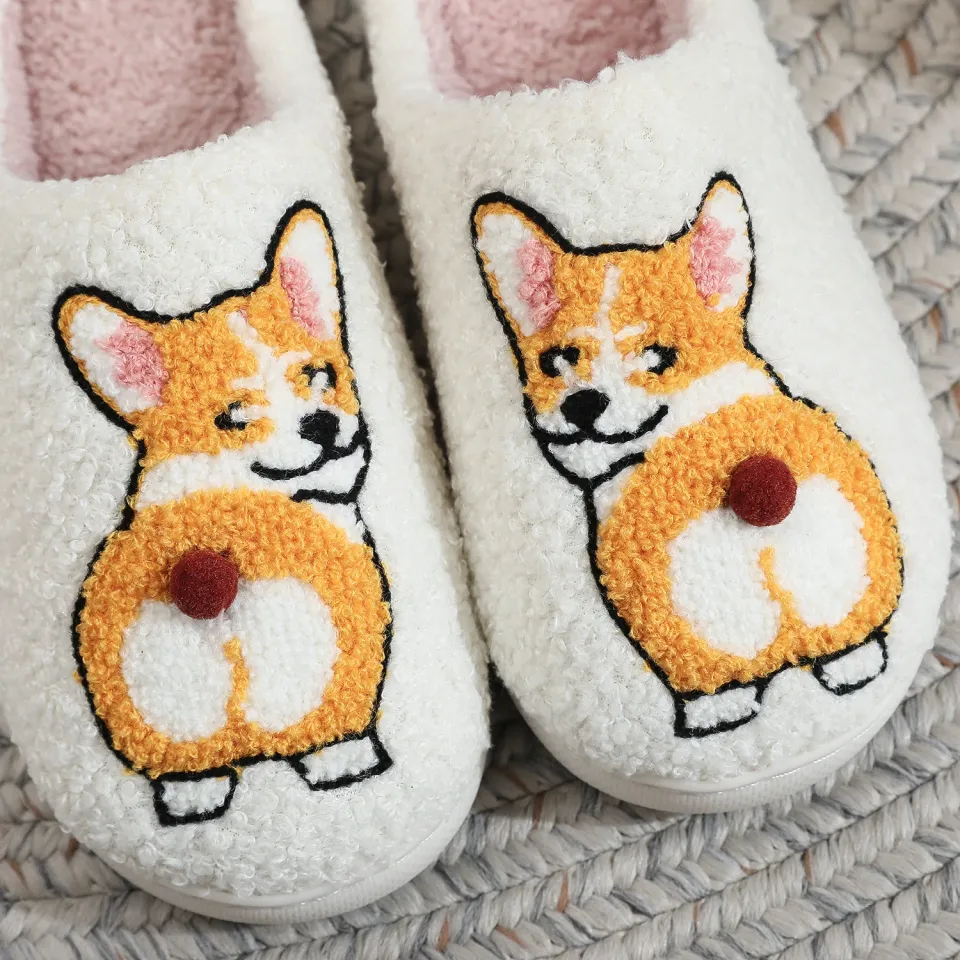 Corgi Pet Pattern Slippers, Halloween Gift, Christmas Gift