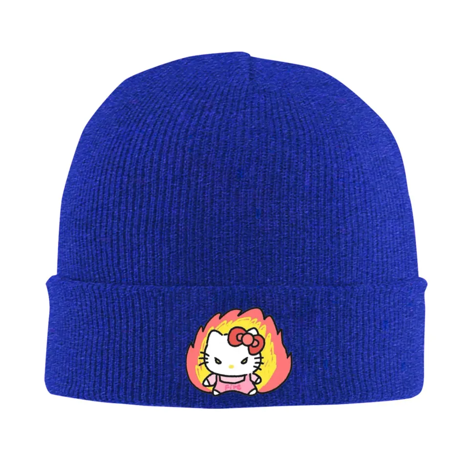 Angry Expression Hello Kitty Knit Beanie Hat Unisex Autumn Winter Head Wrap