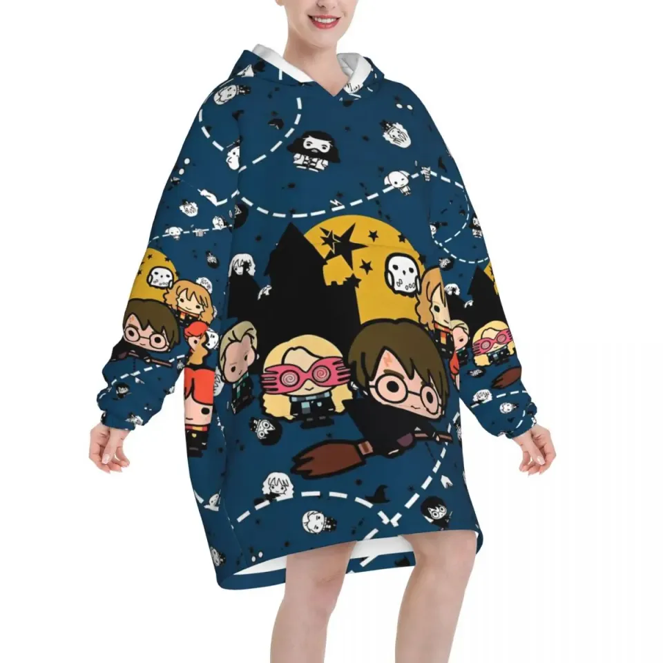 Harry Potter Magic School Blanket Hoodie Oversized Wearable Sweatshirt Warm Gift for Women and Girls