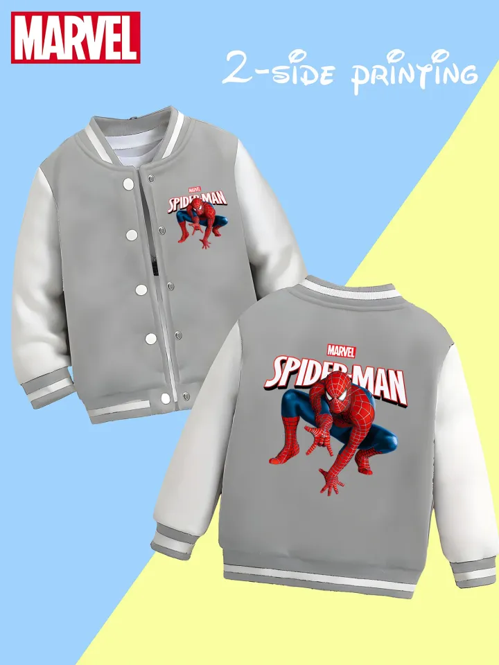 Marvel Boys' Baseball Jacket - Reversible Spider-Man Graphic, Soft Fabric
