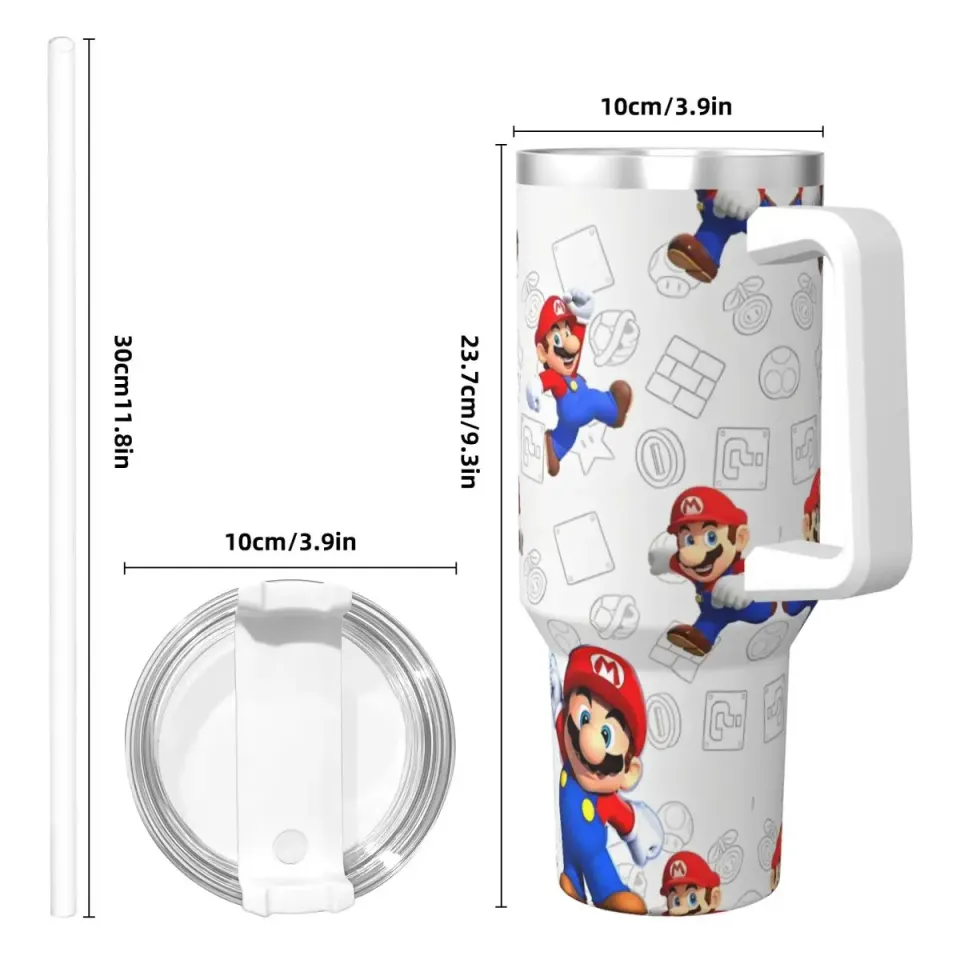 Super Mario Tumblers 40 oz With Handle | Christmas Gift
