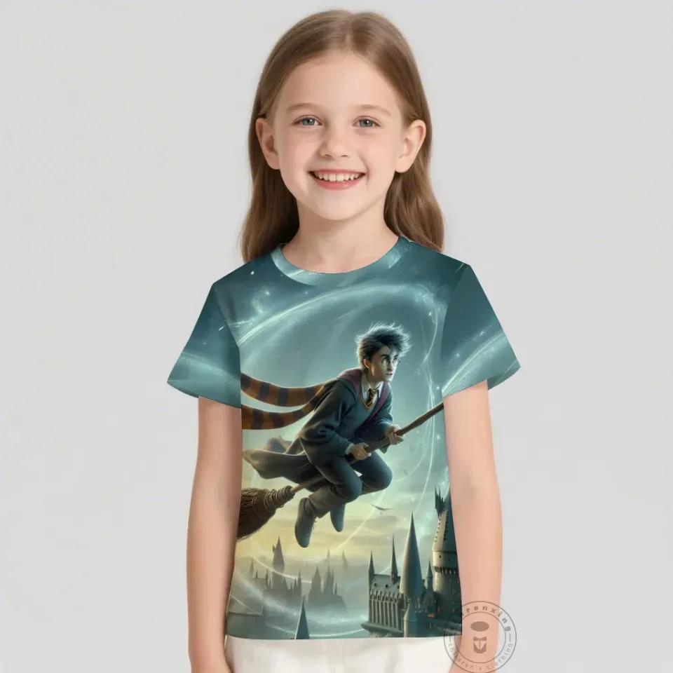 T Shirts Anime Harry Potter 3D Print Kids T Shirt Fashion Casual Cartoon Round Neck T-shirt Boy Girl Children Clothing Tees Tops