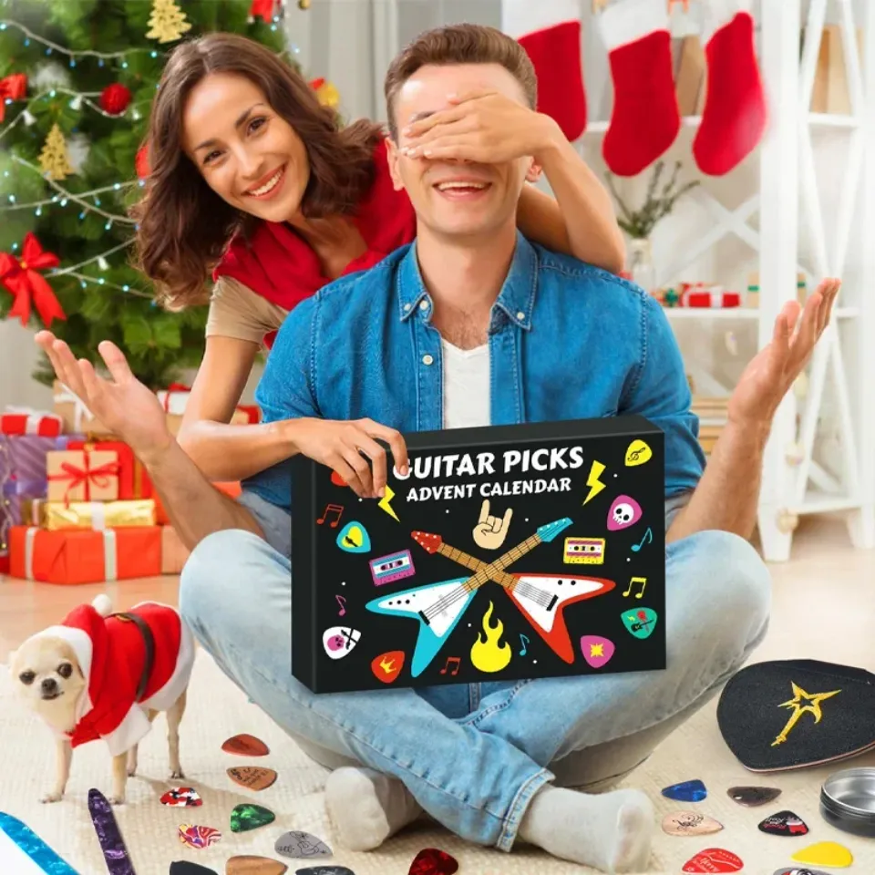 Christmas Guitar Pick Advent Calendar 2025 Christmas Countdown For Guitar Bass Ukulele Player Christmas Gift Surprise Blind Box