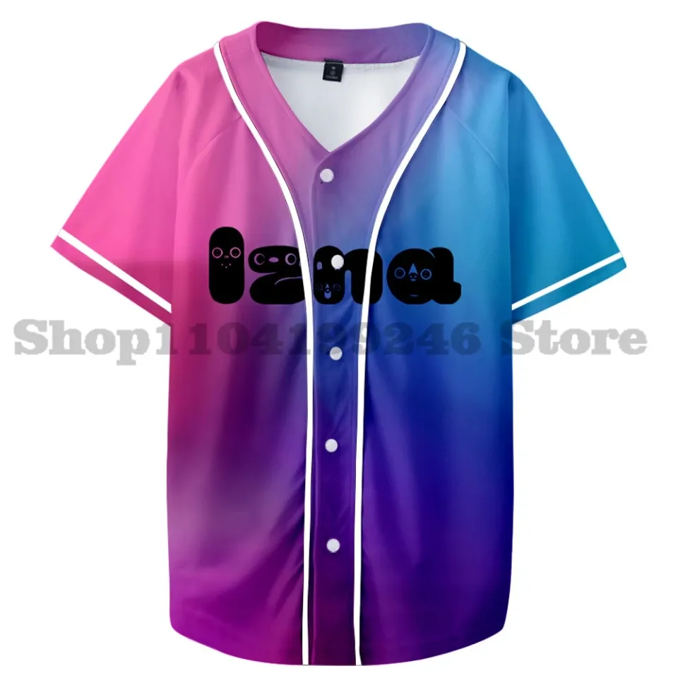 IZNA KPOP Merch Baseball Jersey Men/Women Casual Thin button Baseball uniform Oil Slick Custom Jersey Style1
