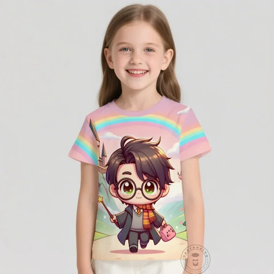 T Shirts Anime Harry Potter 3D Print Kids T Shirt Fashion Casual Cartoon Round Neck T-shirt Boy Girl Children Clothing Tees Tops