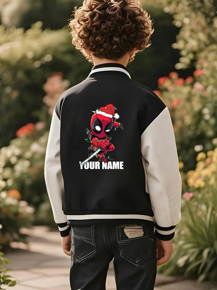 Marvel Boys Baseball Jacket - Christmas Deadpool Chi version print