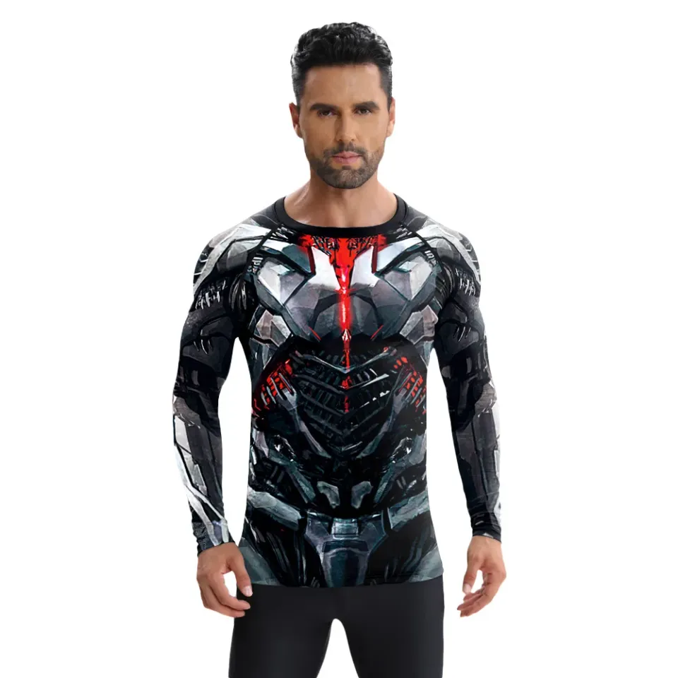 Spider Comics Shirt Men Superhero Armor 3D Printed Clothing Long Sleeve Tops Quick Drying Elastic Sport Compression Shirt