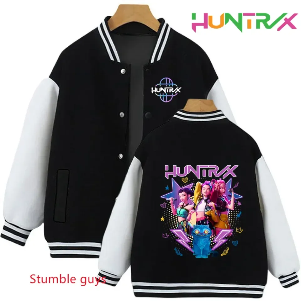 Anime Autumn Winter Kids Kpop Demon Hunters Cartoon Baseball Uniform Jacket Coat Sweatshirts Boys Girls Clothes