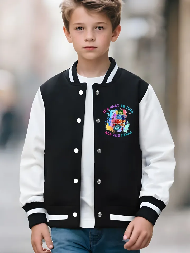Disney Inside Out collaboration emoji kids' baseball jacket
