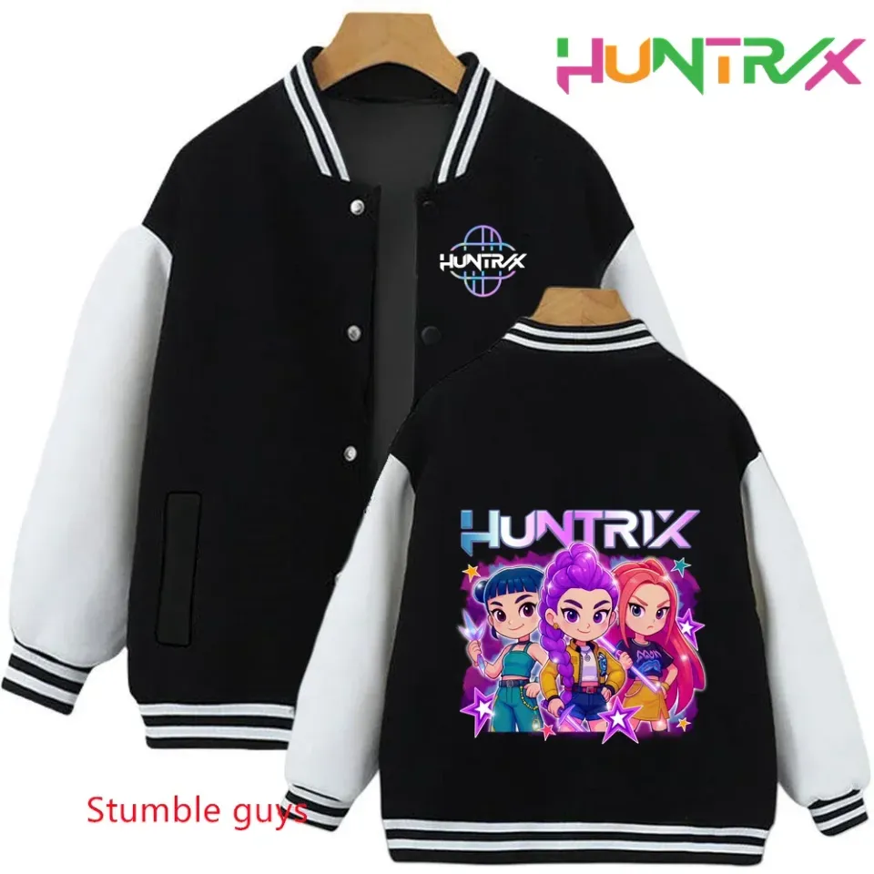 Anime Autumn Winter Kids Kpop Demon Hunters Cartoon Baseball Uniform Jacket Coat Sweatshirts Boys Girls Clothes