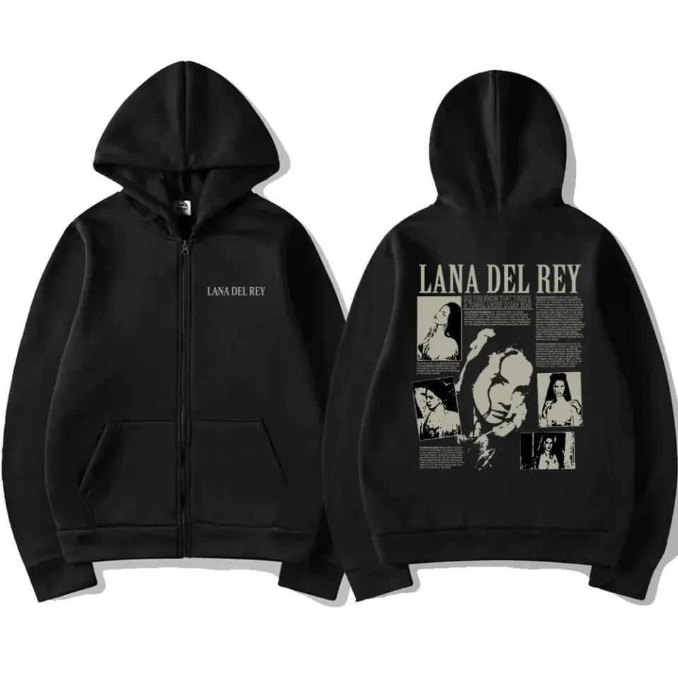 Singer Lana Del Rey Music Album Did You Know That There's A Tunnel Under Ocean Blvd Zipper Hoodie Men Women Loose Zip Up Jacket