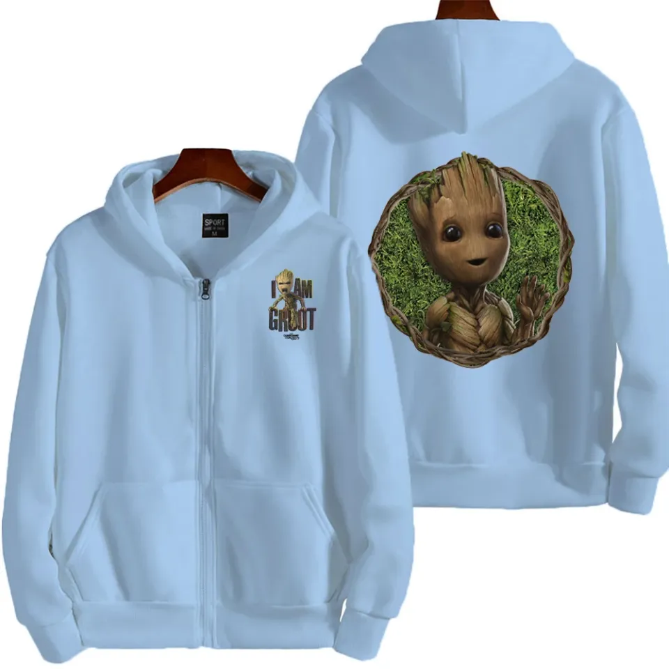 Marvel Groot Spring and Autumn New Men's Zipper Hoodie