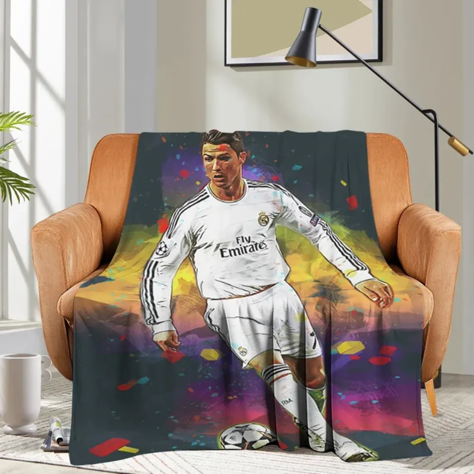 Custom Blanket Sofa Ronaldo CR7 Bed Camping Nap Fluffy Soft Blankets for Winter Warm King Size Microfiber Bedding
