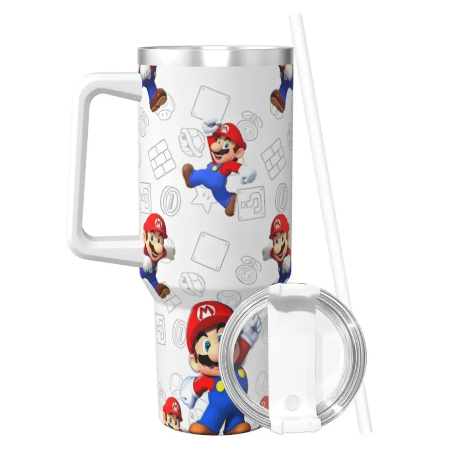 Super Mario Tumblers 40 oz With Handle | Christmas Gift