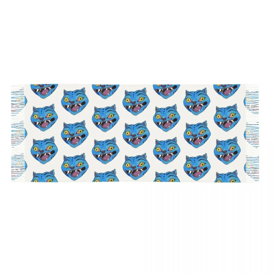 Kpop Demon Hunters Derpy The Tiger Scarf for Women Winter Warm Pashmina Shawls and Wrap Long Scarves with Tassel for Ladies