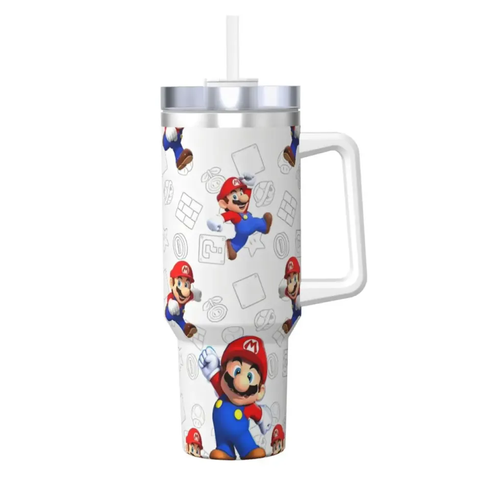Super Mario Tumblers 40 oz With Handle | Christmas Gift