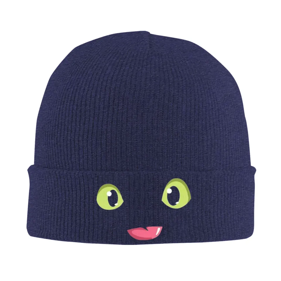 Funny Expression Face Print Knit Beanie Hat T-Toothless Hippie Head Wrap Winter Cap