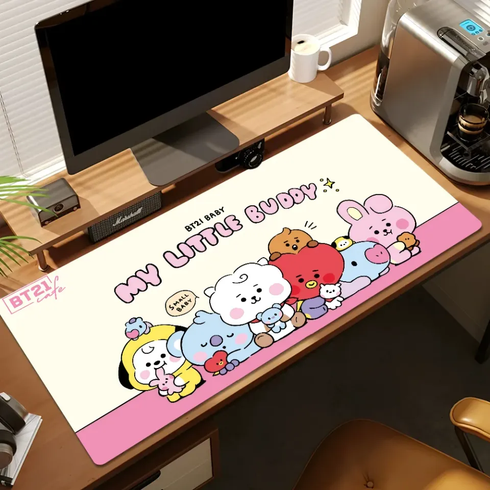 Cute Cartoon Rubber Large Desk Mat Keyboard B-BT21 PC Non-slip
