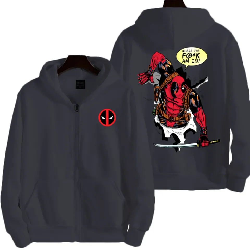 Marvel Deadpool Spring and Autumn New Men's Zipper Hoodie