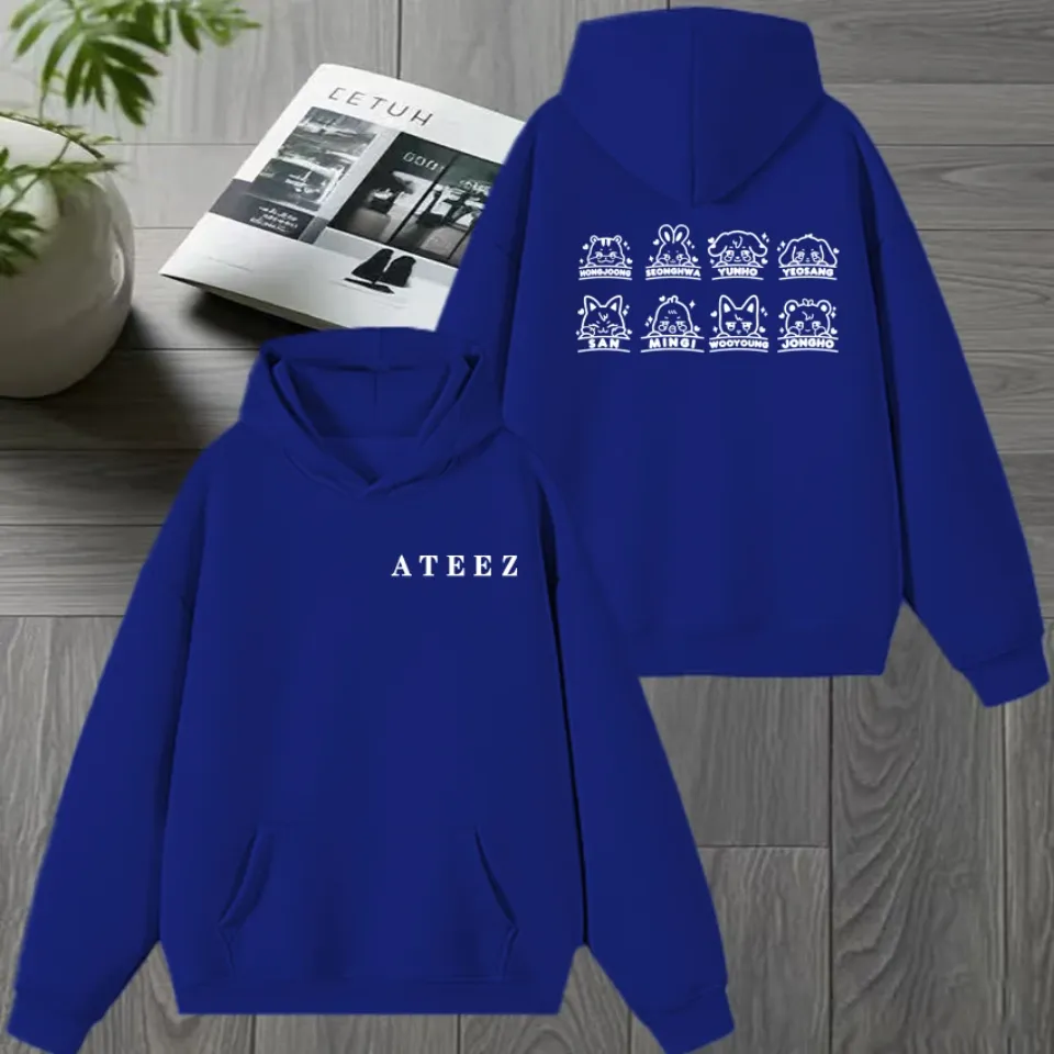 2026 Ateez Double Sided printed Winter Hoodie