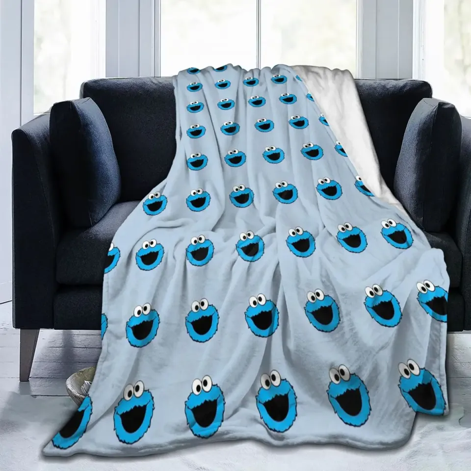 S-Sesame Streets Blanket Fleece All Season Cookie Monster Cartooon Breathable Lightweight Blanket