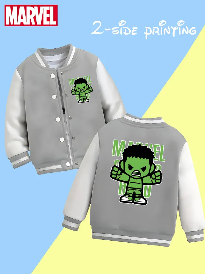 Marvel Boys' Baseball Jacket - Cute Hulk double-sided pattern, soft fabric