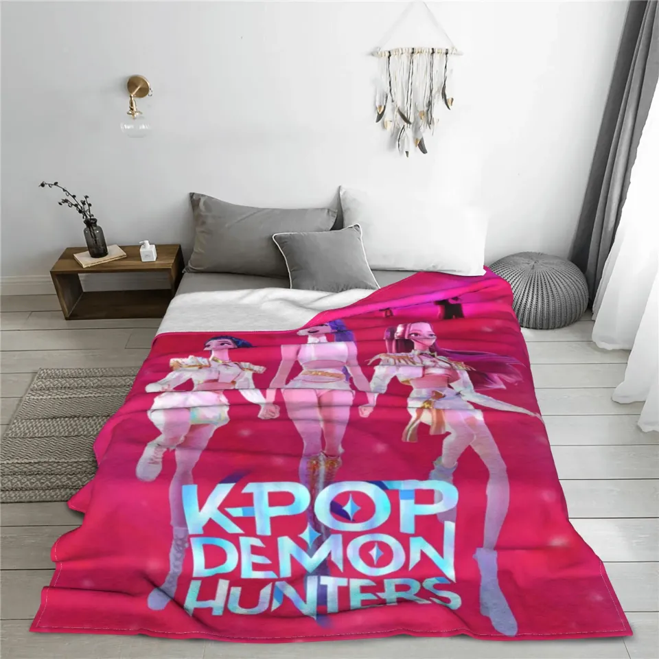 Warm BlanketKids Travel K pop Demon Hunters Throw Blanket  Flannel Bedspread For Outdoor Comfortable Sofa Bed Cover